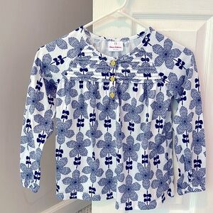 Hanna Andersson Girls Cotton Blouse Size 130cm Kids 8 Blue and White